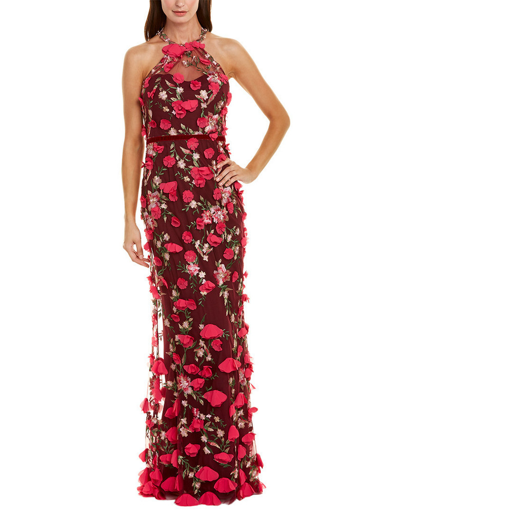 STUNNING embroidered lace Marchesa Notte Gown NWT size 12